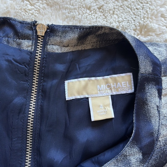 Michael Kors Blue Gray Abstract Print Fit & Flare Dress Size 4 - Picture 8 of 9